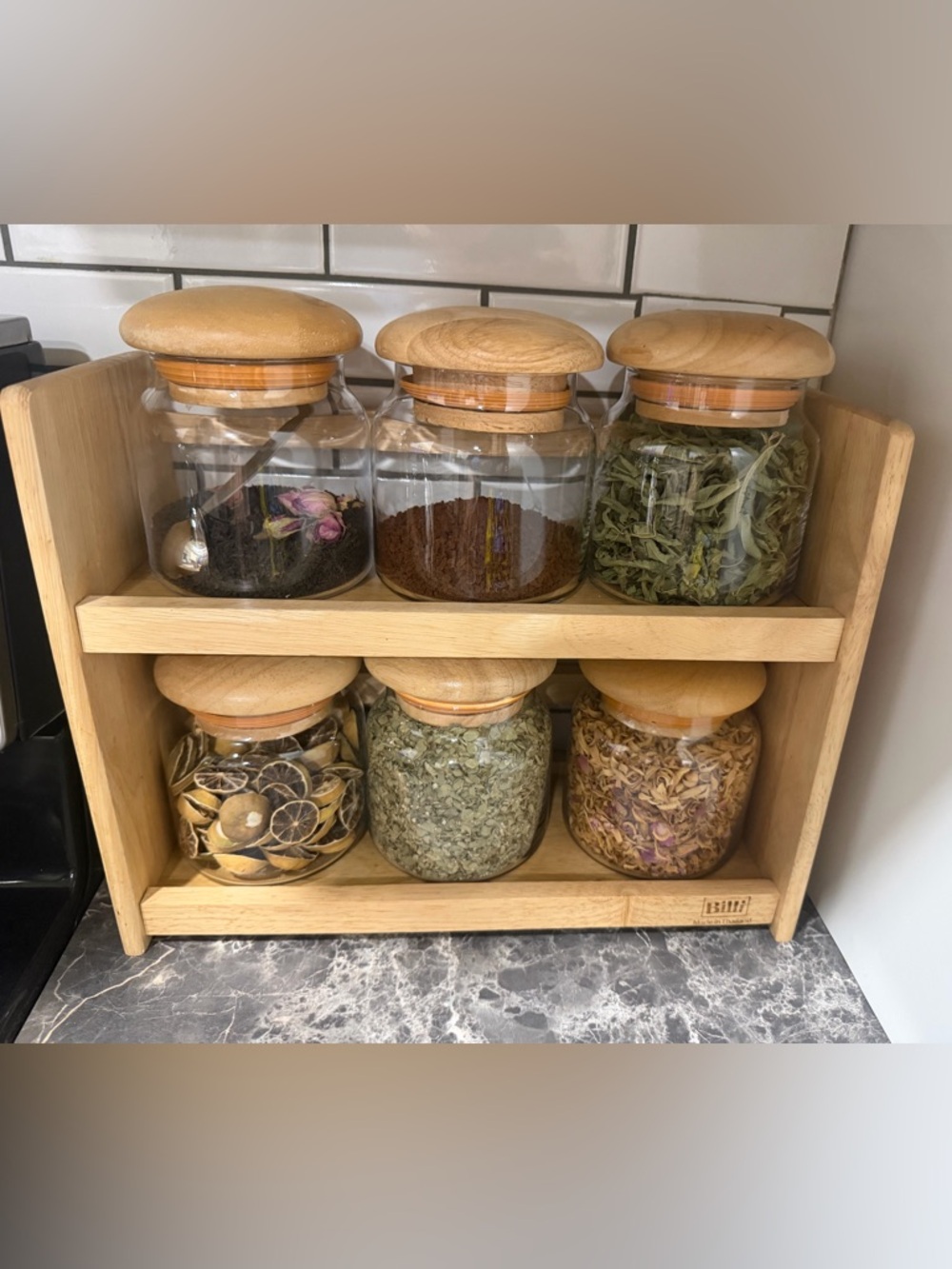 Wood-Top Glass Spice Jar - Clear Glass with Natural Wood Lid